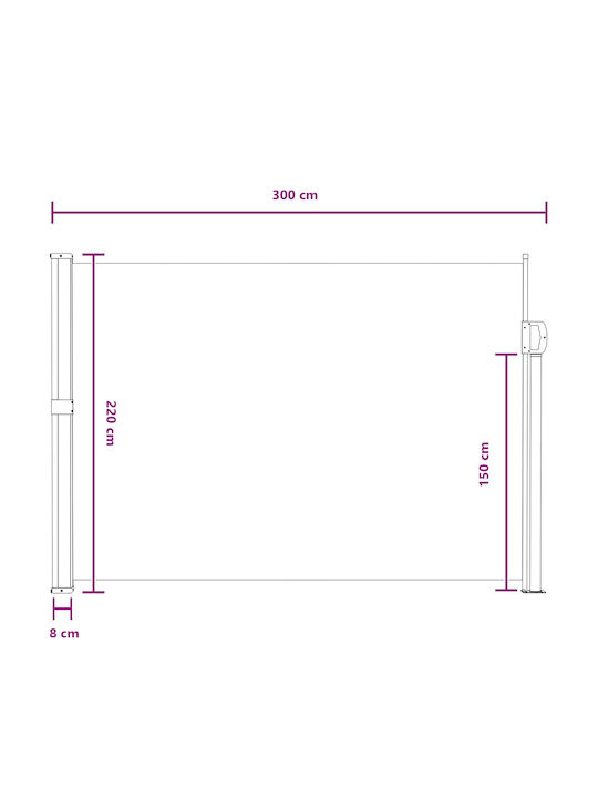 vidaXL Seitliche Terrassenmarkise Beige 3x2.2m