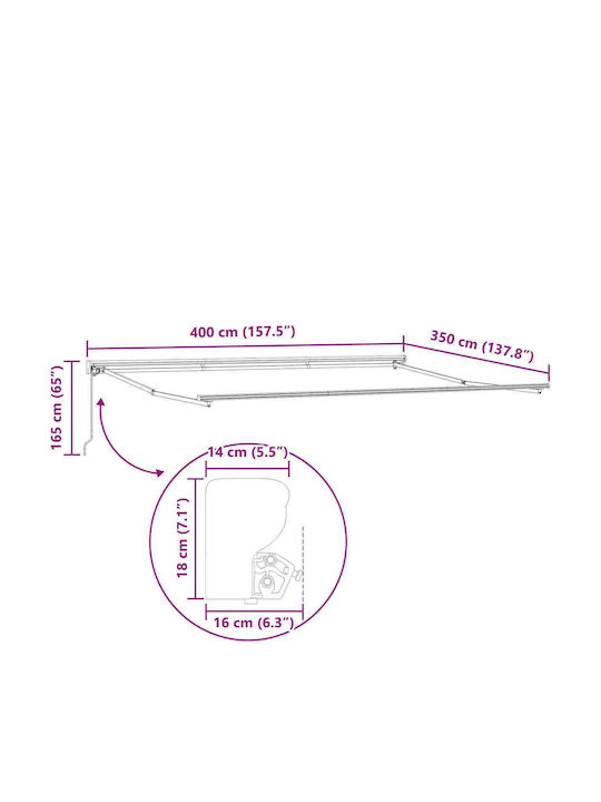 vidaXL Cort Terasă cu LED Verde 4x3.5m