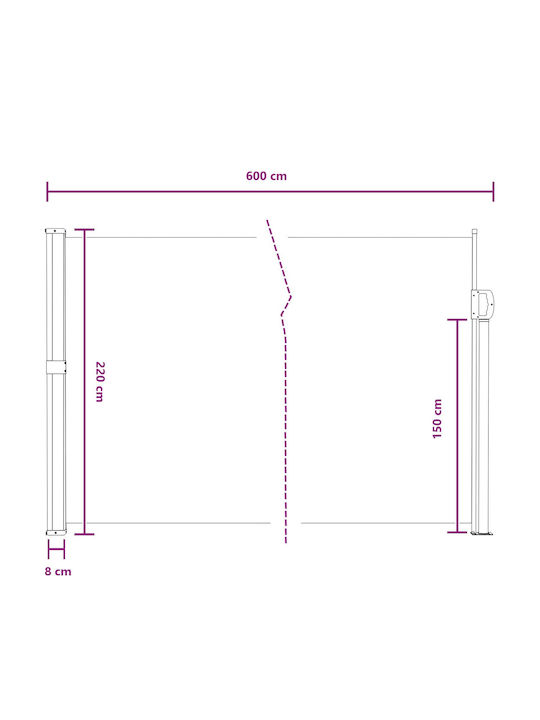 vidaXL Странична Тента За Тераса Бежова 6x2.2m