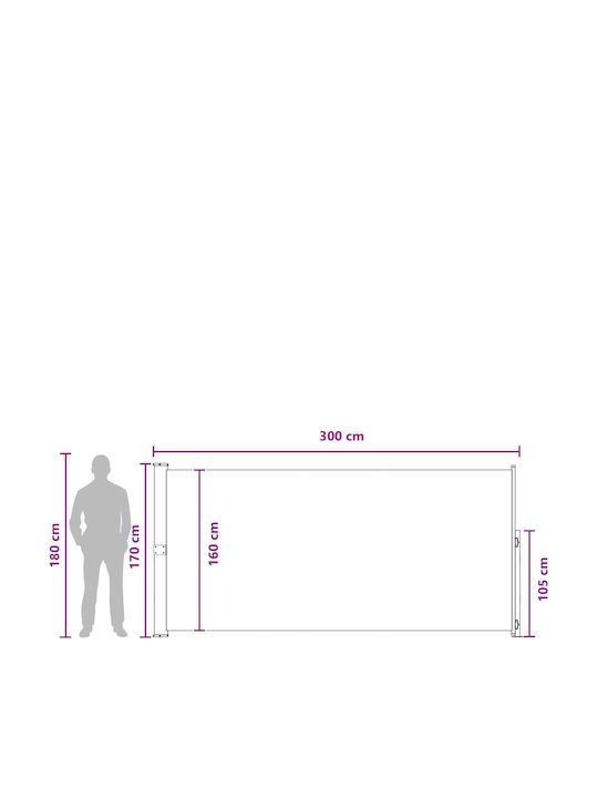 vidaXL Странична Тента За Тераса Кафява 3x1.7m