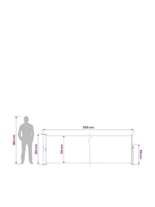 vidaXL Seitliche Markise Terrasse Braun 5x1.17m