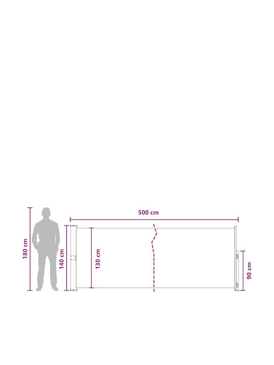 vidaXL Πλαϊνή Τέντα Βεράντας Καφέ 5x1.4m
