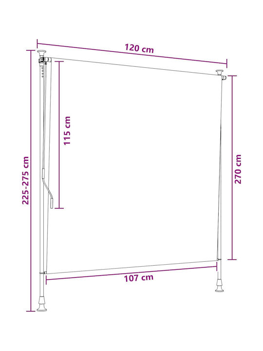 vidaXL Тента За Тераса С LED Бежова 1.2x2.7m vidaXL Тента За Тераса С LED Бежова 1.2x2.7m