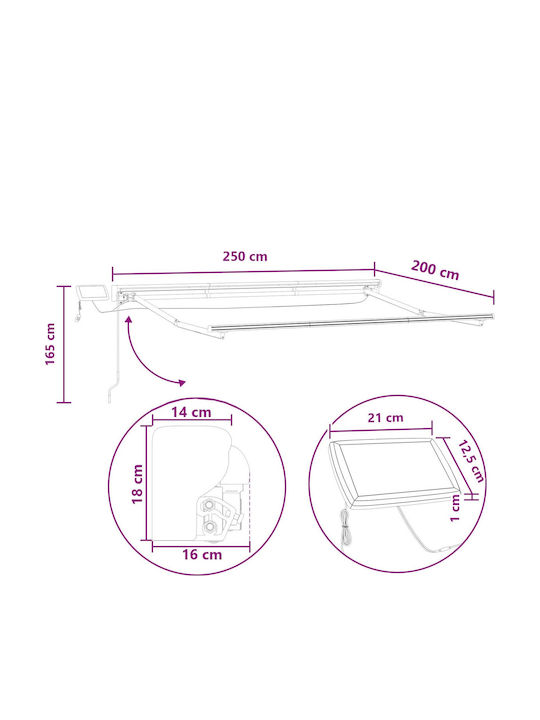 vidaXL Τέντα Βεράντας με Led Μπεζ 2.5x2m