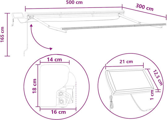 vidaXL Πλαίσιο Τέντας Μπεζ με Επίστρωση PU 3x5m