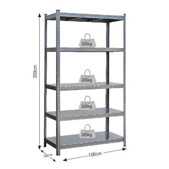 Bulle Ραφιέρα Dexion Γαλβανιζέ 100x40x200εκ. με 5 Ράφια Συνολικής Αντοχής 260kg