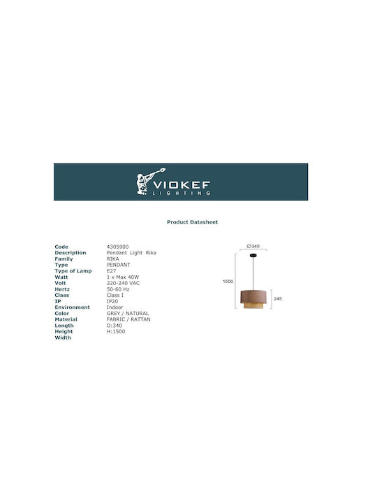 Viokef Pendant Light Gray Rail with Socket E27