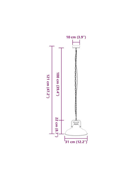 vidaXL Black Ceiling Light with E27 Socket 31x31cm