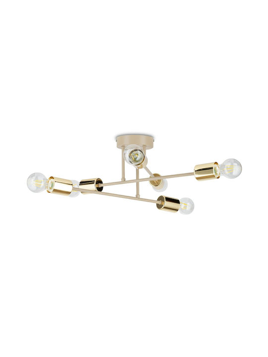 HowHomely Deckenleuchte Beige für 6 E27 Lampenbirnensockel