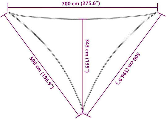 vidaXL Triangle Shade Sail Yellow with PU Coating 5x7x5m
