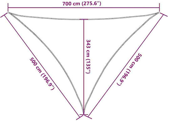 vidaXL Триъгълен Shade Sail Зелен с PU Покритие 5x7x5м