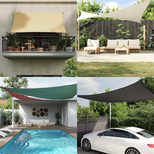 vidaXL Триъгълен Shade Sail Зелен с PU Покритие 5x7x5м