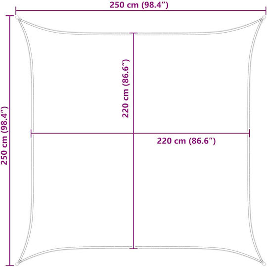 vidaXL Square Mesh Shade Fabric Orange with PU Coating 2.5x2.5m
