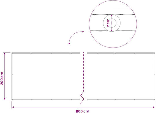 vidaXL Διαχωριστικό Σκίασης Μαύρο με Επίστρωση PU 2x8x8m 160gr/m²