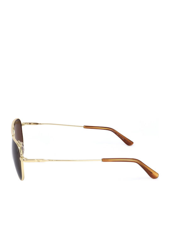 American Optical Unisex Sunglasses with Gold Frame and Brown Lens