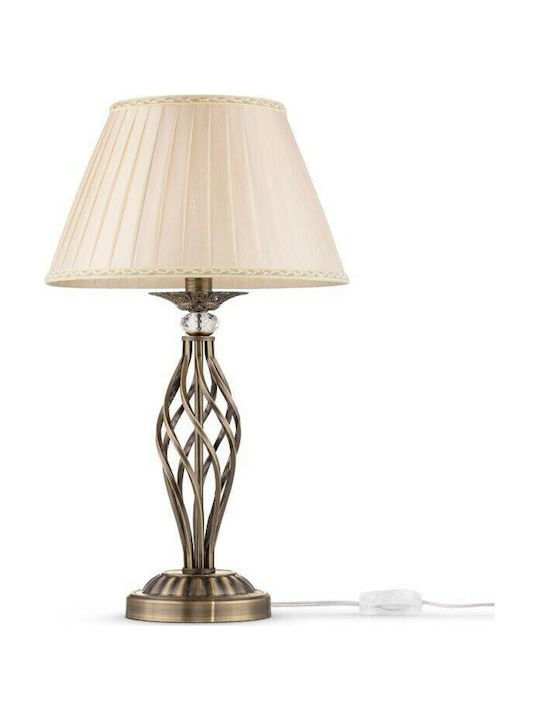Maytoni Grace Metall Tischlampe mit Beige Schirm und Gold Basis