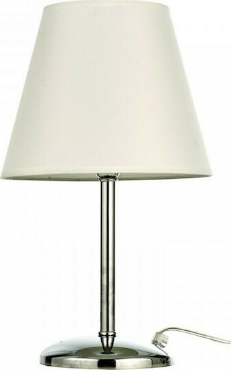 Inlight 3425 Metal Table Lamp for Socket E14 with White Shade and Silver Base 3425-WHITE