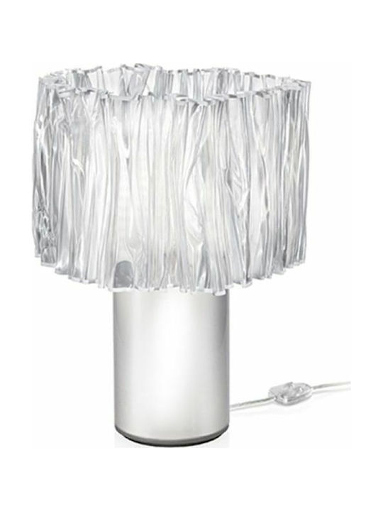 Slamp Accordeon Prisma Υφασμάτινο Πορτατίφ για Ντουί E14 με Διάφανο Καπέλο και Ασημί Βάση