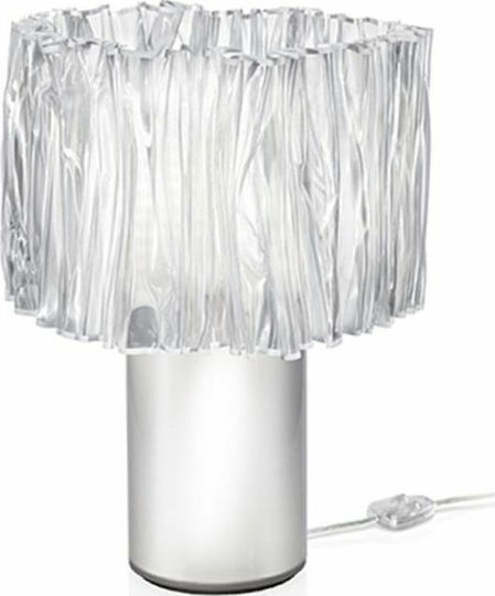 Slamp Accordeon Prisma Material Textil Lampă de masă pentru Soclu E14 cu Abajur Transparent și Bază Argintiu