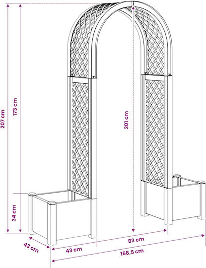 vidaXL Пластмасова Бяла Саксия за Цветя 168.5x43см