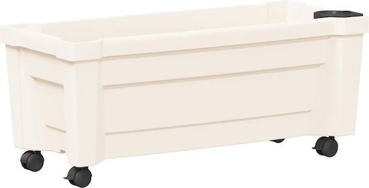 vidaXL Пластмасова Бяла Саксия За Цветя 79x35x33см
