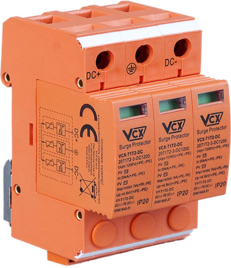 VCX Panel Lightning Protection Type T1 / T2 Three Pole Maximum Discharge Current 7kA
