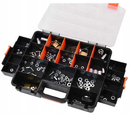 Tactix Tool Compartment Organiser 17 Slot Adjustable Black 43.2x35.5x12cm
