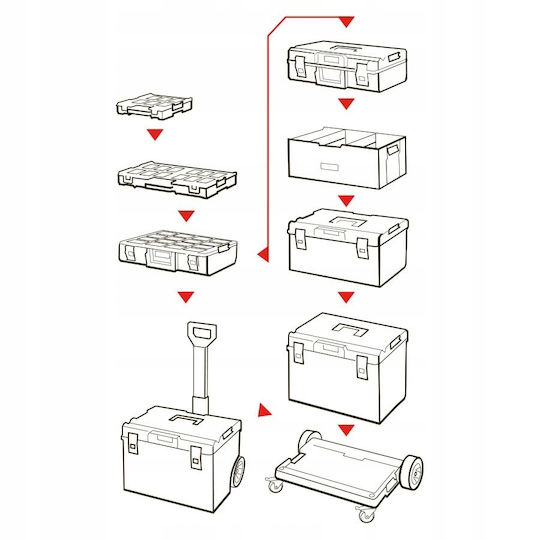 Qbrick QBrick System One Ταμπακιέρα Εργαλείων 14 Θέσεων με Αφαιρούμενα Κουτιά Κόκκινη 58.2x38.7x13.1εκ.