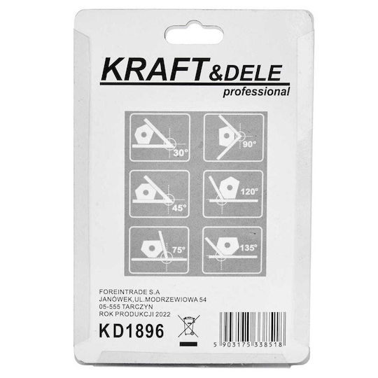 Kraft & Dele KD1896 Γωνία Συγκόλλησης με Μαγνητική Ικανότητα 22.6kg & Γωνίες 135° / 30° / 45° / 60° / 75° / 90°