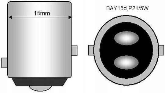 M-Tech Λάμπες Αυτοκινήτου P21/5W-BAY15D-1157 LED 12V 1.6W 2τμχ