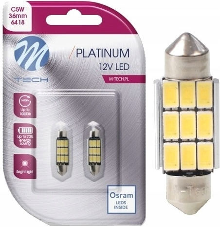 M-Tech Крушки за автомобил и мотоциклет C5W Canbus LED 3500K Топло бяло 12V 3.2W 2 бр