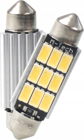 M-Tech Λάμπες Αυτοκινήτου & Μοτοσυκλέτας C5W Canbus LED Θερμό Λευκό 12V 3.2W 2τμχ
