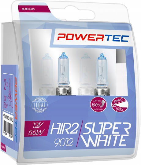 M-Tech Λάμπες Αυτοκινήτου Superwhite HIR2-9012 Αλογόνου 3500K Θερμό Λευκό 12V 55W 2τμχ