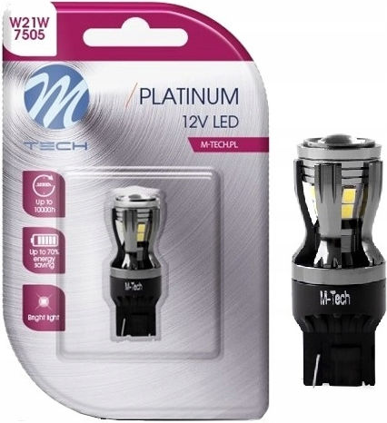 M-Tech Lamps Car W21W / W3x16d Canbus LED White 12-24V 3.3W 1pcs