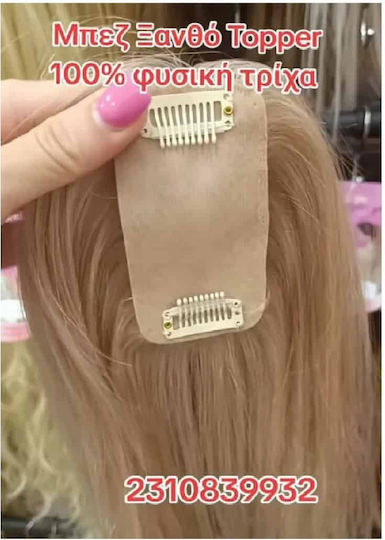 Women's Topper Tulle Hair Topper Human Hair 2 Clips 5cmx10cm Beige Blonde Rt17 17 1001 35cm