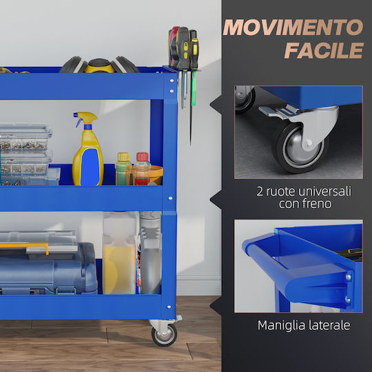 Commercial Kitchen Food Cart Tools 3 Levels 4 Wheels Steel 83l X 35.3w X 76h Cm