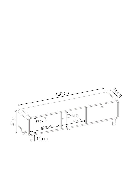 TV-Ständer Doro Sepet Eiche M150xT34xH41cm GP037-0354
