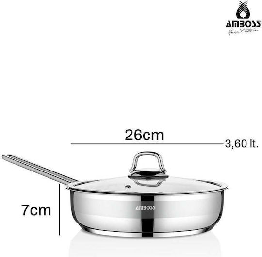 SteweHome Двоен Тиган от Неръждаема Стомана с Капак с Незалепващо Покритие 26cm