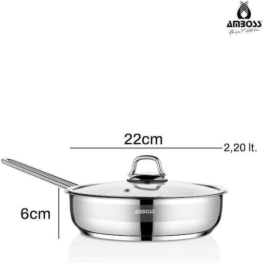 SteweHome Doppelt Rostfreier Stahl Pfanne mit Deckel 22cm