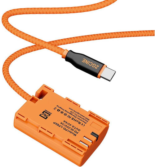 Τροφοδοτικό Zgcine Pd-lpe6p Usb-c To Lp-e6p Braided Dummy Battery Cable Συμβατό με Canon