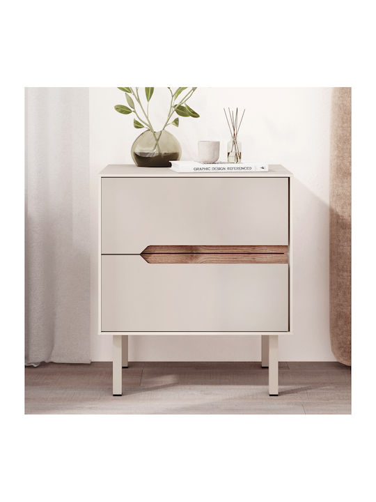 Bedside Table Arch Wooden with Metal Legs Brown 45x35x52.5cm
