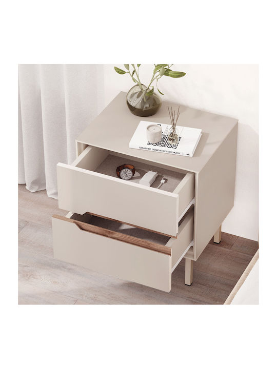 Bedside Table Arch Wooden with Metal Legs Brown 45x35x52.5cm