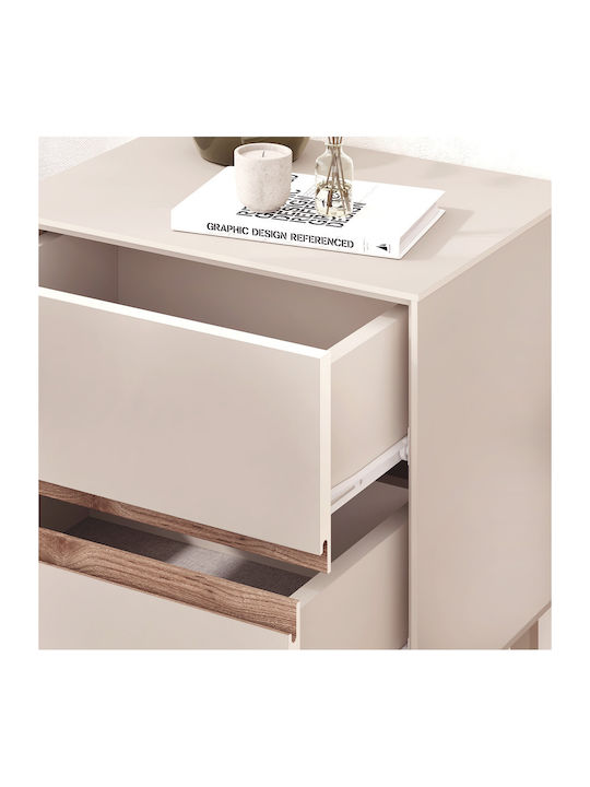 Bedside Table Arch Wooden with Metal Legs Brown 45x35x52.5cm