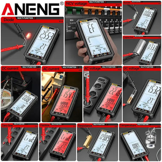 Aneng Aneng 620A Ψηφιακό Πολύμετρο με Καπασιτόμετρο True RMS με Buzzer με Μέτρηση AC / DC / Χωρητικότητας
