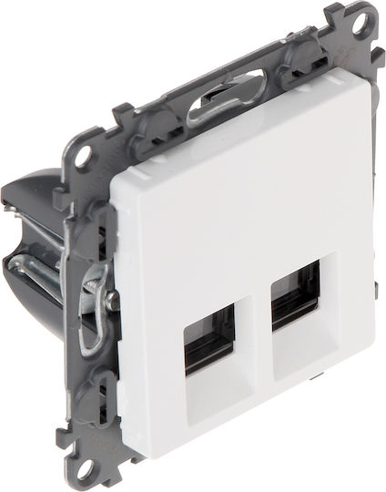 Legrand Valena Life Διπλή Πρίζα Δικτύου RJ45 με Πλαίσιο Τύπου Cat5 σε Λευκό Χρώμα 753141
