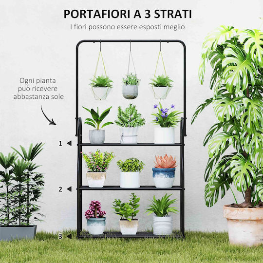 Outsunny nivel Raft pentru ghiveci Metal Negru