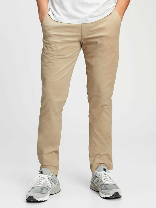 Trousers Chino Elastic in Slim Fit Beige