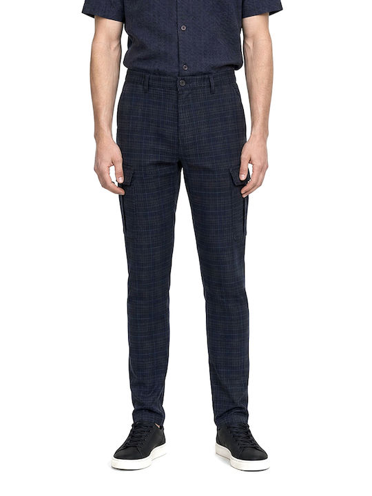 Pisa Cargo Elastic Trousers in Slim Fit White-Blue