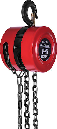 Kraft & Dele Chain Hoist 1T with Chain 2.5 m for Weight Load up to 1t Red