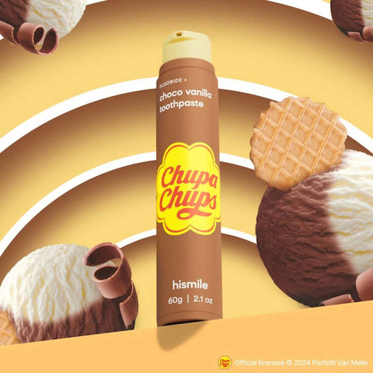 Fluoride Toothpaste Chocolate Vanilla Flavor Chupa Chups Choco Vanilla Hismile 60 G
